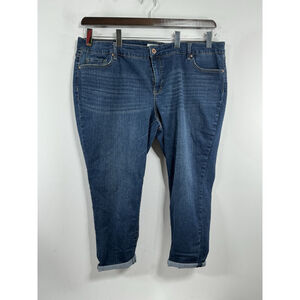 Woman’s Jessica Simpson Forever Rolled Skinny Capri Blue Jeans Size 22 W Cuff